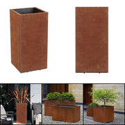 Corten Steel Rectangle Cube Planter Garden Plants Pot In/Outdoor Trough Tub Box
