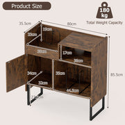 Large Turntable Cabinet Record Player Stand with Power Outlets Vinyl Holder