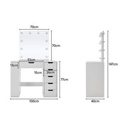 White Dressing Vanity Table Wood Makeup Desk with LED Lights Mirror 6 Drawers