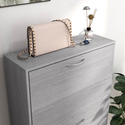 Slim Shoe Storage Cabinet with 3 Flip Drawers, Grey