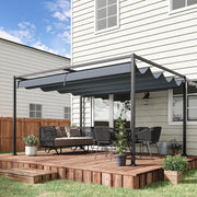 4 x 3m Metal Pergola Gazebo Patio Sun Shelter Retractable Canopy Grey