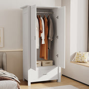 Modern Large Wooden 2 Door Wardrobe with 1 Drawers Bedroom Storage Furniture
