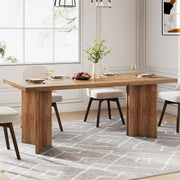 63-Inch Rectangular Dining Table for 4-6, Farmhouse Kitchen Table with Tabletop