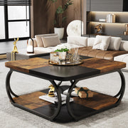 39.25-Inch Square Coffee Table Modern Wooden Accent Center Table for Living Room