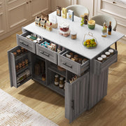 Kitchen Island Cart !SALE! Rolling Storage Cabinet Drop Leaf Trolley Grey