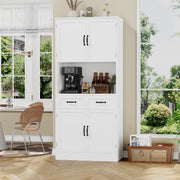 Kitchen Pantry Cupboard, 180 cm Tall Storage Cabinet with Countertop, 4-door