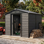 Garden Shed 10 x 8 Metal Apex Roof Outdoor Storage Sheds with 2 Free Foundations