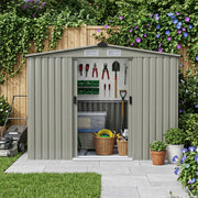 Garden Shed Apex Roof 8X6FT Metal With Free Foundation Base Tools Storage House