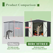 Garden Shed 10X12FT Metal Apex Roof Free Foundation Storage House Anthracite