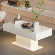 High Gloss LED Coffee Table Cocktail Center Table Modern Living Room Rectangle
