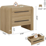Wooden Nightstand with 2 Drawers, 27.55