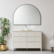 Large Black Arched Wall Mirror 90cm x 120cm minimalist thin framed overmantle