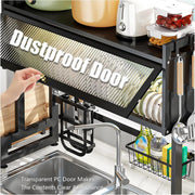 Space Saving Over The Sink Dish Drying Rack with Cover 2 Tier Dish Drainer Large
