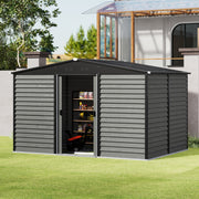 12x8ft Garden Shed Storage House with Double Sliding Door Outdoor Utility Tools