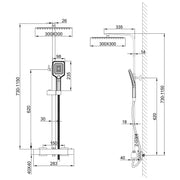 Bathroom Mixer Shower Thermostatic Dual Head Square Rainfall Handset Matte Black