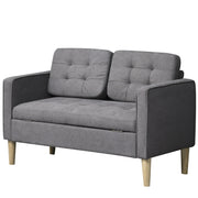 Compact 2 Seater Sofa with Hidden Storage and Rubberwood Legs Grey