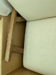 Gallery Neyland Natural Linen Armchair Beige Solid Wood Frame Living Room Chair