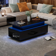 Lift Top Coffee Table !SALE! Black High Gloss LED Storage Drawers Living Room