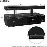 Coffee Table LED Black High Gloss 2 Drawers Glass Storage RGB Lights App Control