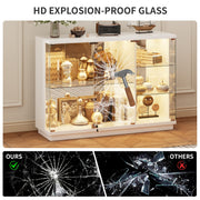 Lockable Glass Display Cabinet 3-Colour LED Lighting for Figures Collectibles