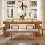 63-Inch Modern Solid Wood Dining Table Rectangular Kitchen Table for 4-6 Person