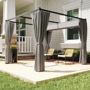 3 x 3(m) Pergola with Retractable Roof and Curtains, Light Grey