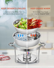 WILPREP 6 Pack 5L Chafer Chafing Dish Set Stainless Steel Bain Marie Food Warmer