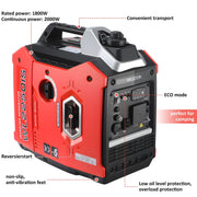 2000W Portable Inverter Generator for Camping, RV Travel, Home, or Job Sites -UK