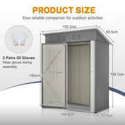 5x3 FT Metal Garden Shed, Ventilated Tool Storage, Weatherproof Lockable Unit UK