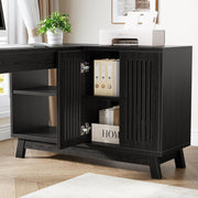57 Inch L-Shaped Desk Modern Executive Office Computer Desk with Storage Cabinet