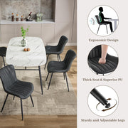 Set of 2 Modern Dining Chairs Tech Fabric Upholstered Cushioned Metal Legs