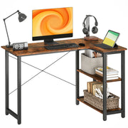 L-Shaped Computer Desk Study Workstation with 2 Shelves Refurbished