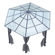 3.8m Hexagon Gazebo with Curtains & Polycarbonate Roof Outdoor Garden Pavilion