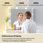 Vanity Makeup Desk Dressing Table with Led Lights Large Mirror 7 Drawers White