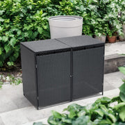 Double Wheelie Bin Storage Garden Rubbish Dustbin 2 Shed PE Rattan Store Cover