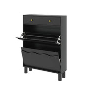 Modern Freestanding Shoe Cabinet Organizer with 2 Flip & 1 Pull-Out Drawers New