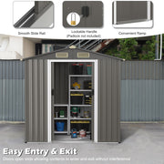Galvanised Steel Shed 6x4 FT Outdoor Storage Shed with Sliding Door