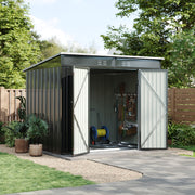 8ft x 6ft Metal Garden Shed Waterproof Outdoor Storage Shed with Foundation Kit
