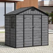 Plastic Sheds Outdoor Garden Shed 8x4FT Wood Grain Utility Tool Storage House