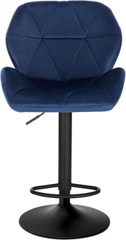 WOLTU Blue Velvet Padded Bar Stools 2PCs Bar Chairs Swivel Gas Lift w/ Backrest