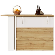 Kitchen Island w/ Extendable Table, Dining Table Rotating Sideboard Bar Cabinet