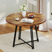 GYMAX 47 Inch Dining Table Round Kitchen Table for 4-6 People Brown