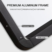 Black Bathroom Metal Frame Mirror Wall Mounted with Cosmetics Shelf 60*40cm
