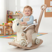 5 in 1 Baby Rocking Horse Ages For 1-6 with Push Handle,Backrest & Balance Aknzv