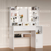 Dressing Table With 8 Shelves LED Mirror Set Makeup Desk Vanity Table Bedroom
