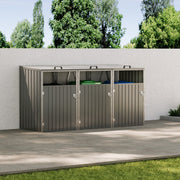 Triple Wheelie Bin Storage Metal Store Cover Garden Rubbish Dustbin 3 Sheds Grey