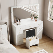 Dressing Table With Drawers Mirror Stool Set Makeup Desk Vanity Table Bedroom