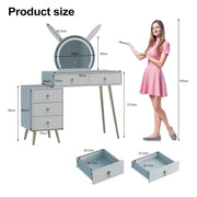 Dressing Table with LED Light Mirror Vanity Desk Makeup Table 5 Drawers Cabinet
