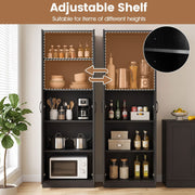 Tall Kitchen Larder Cupboard Storage Pantry Black Freestanding Utility Cabinet