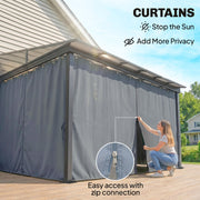 Outdoor Pergola Gazebo Party Tent Garden Sun Shelter 4 x 3m w/ Curtain